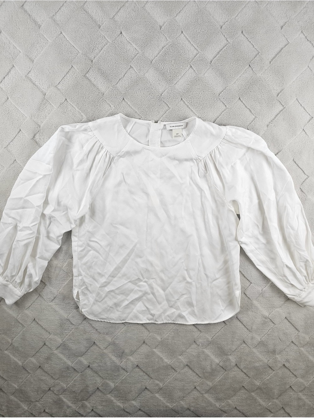 Club Monaco Puff Sleeve Blouse Womens Small White Preppy Minimalist